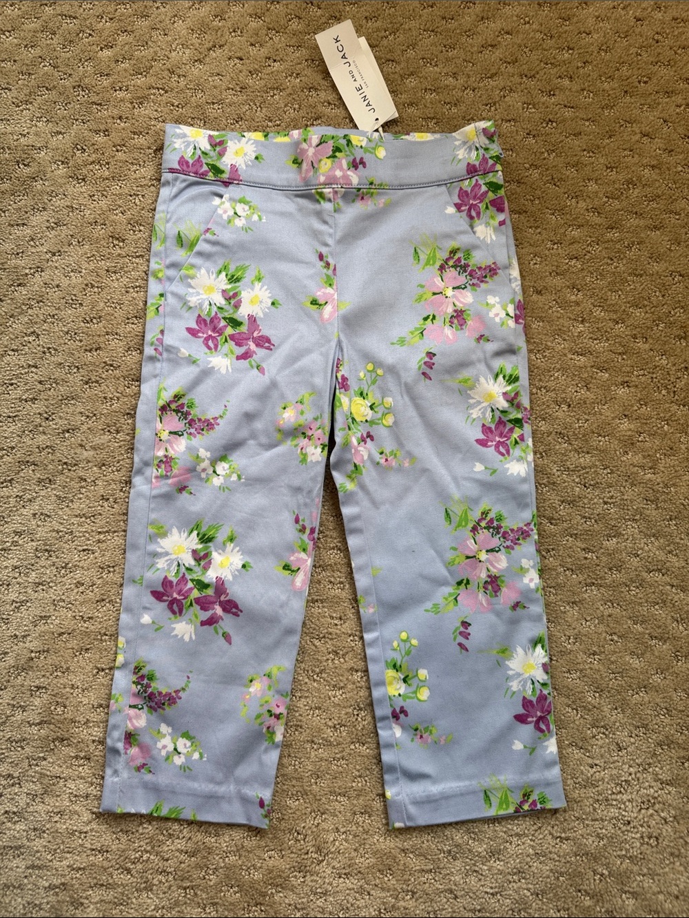 Janie and Jack Light Blue Floral Capri Pants